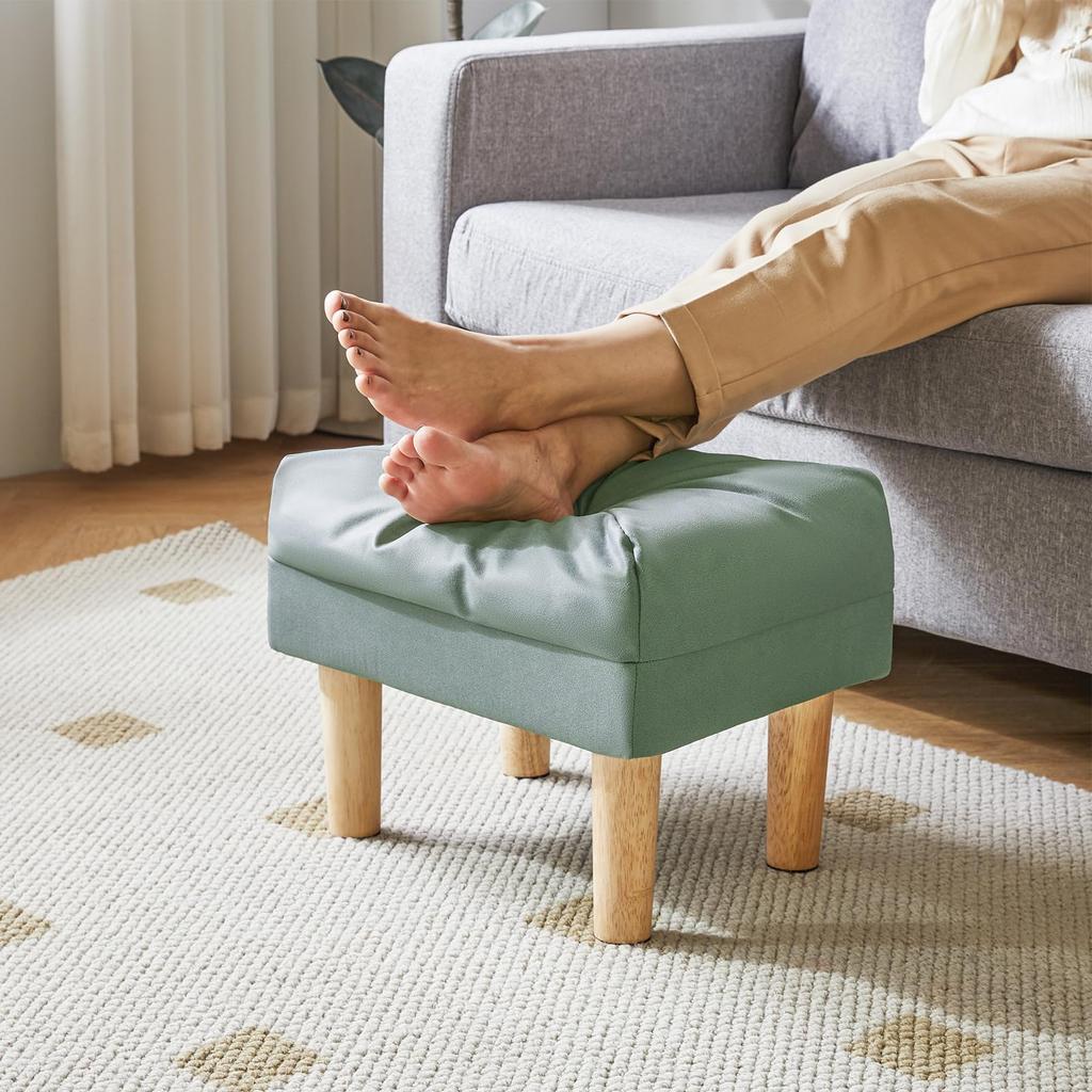 YMYNY Маленький стул из технической ткани с мягкой губкой и деревянной обувной табуреткой для гостиной или зеленый пуфик, сиденье, подставка для ног, комната, спальня, прихожая,