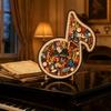 Деревянная пазл-декорация "Музыкальная нота", Музыкальный инструмент-нота пазл, Игра-челлендж для семейного вечера, Подарок для детей и взрослых