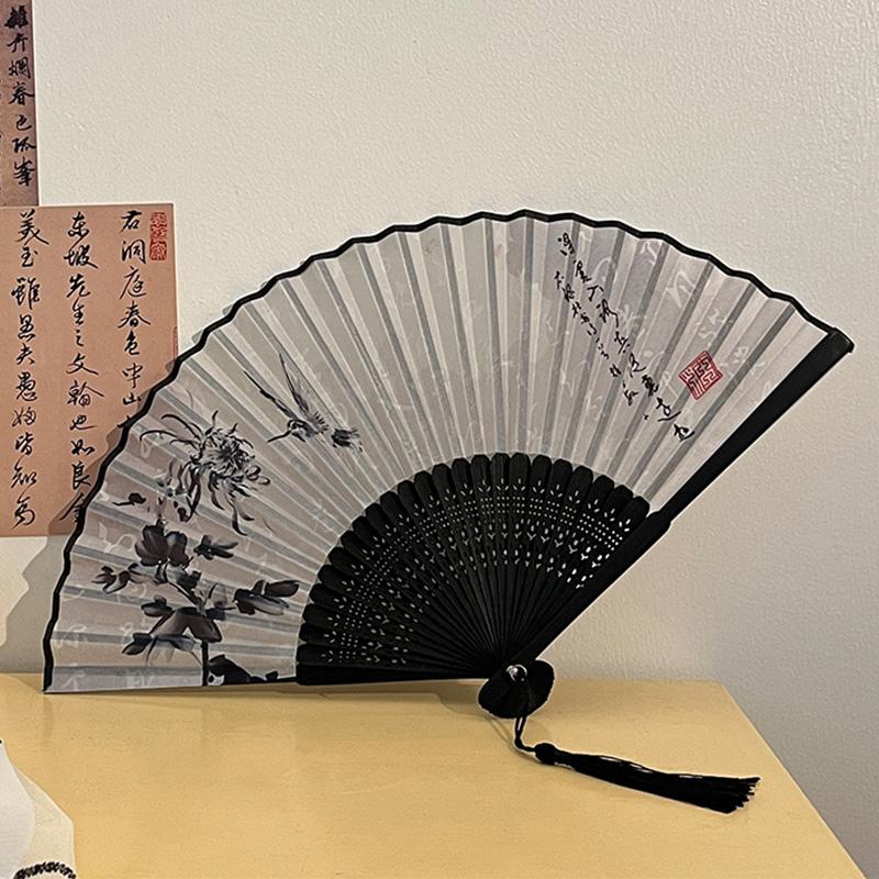 1 шт., ручной веер, тканевый складной веер, танцевальный веер, свадебный подарок ручной работы, двухсторонний бамбуковый