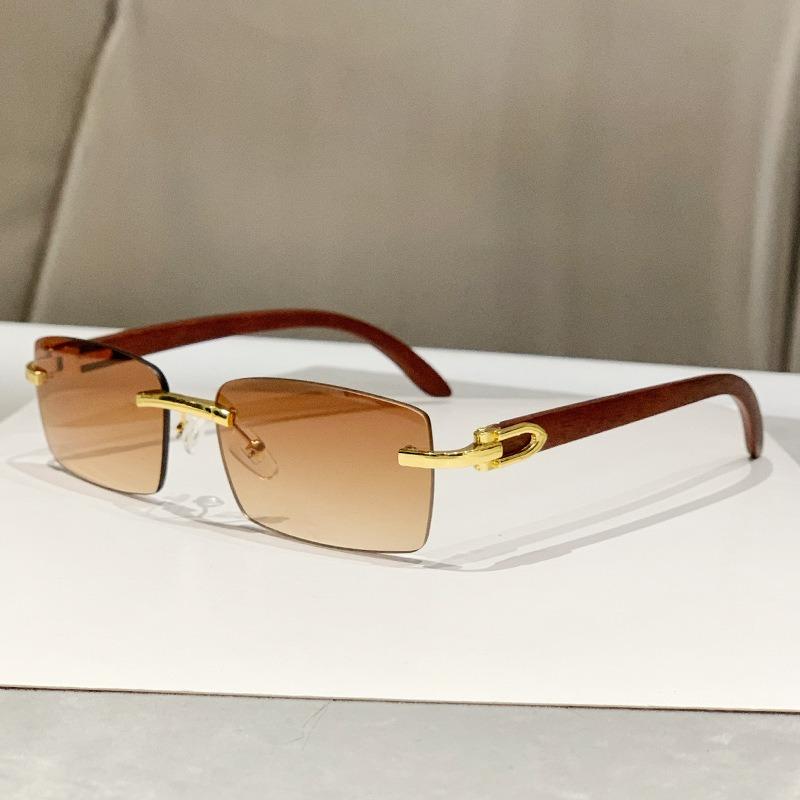 Brand Designer Small Rectangle Rimless Sunglasses for Men Women Trendy Driving Sun Glasses Ladies Travel Eyewear UV400