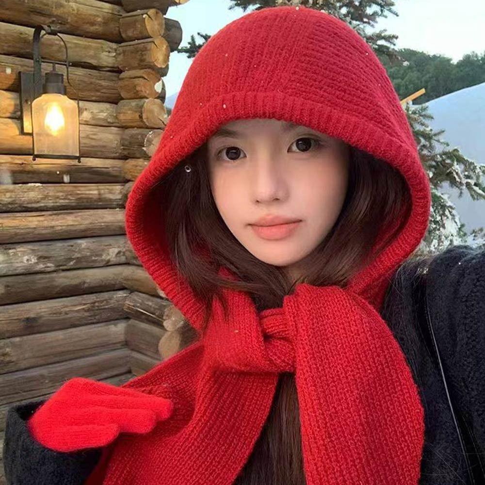 One-Piece Winter Balaclava Thickened Neck Collar Korean Style Scarf Cap Outdoor Sports