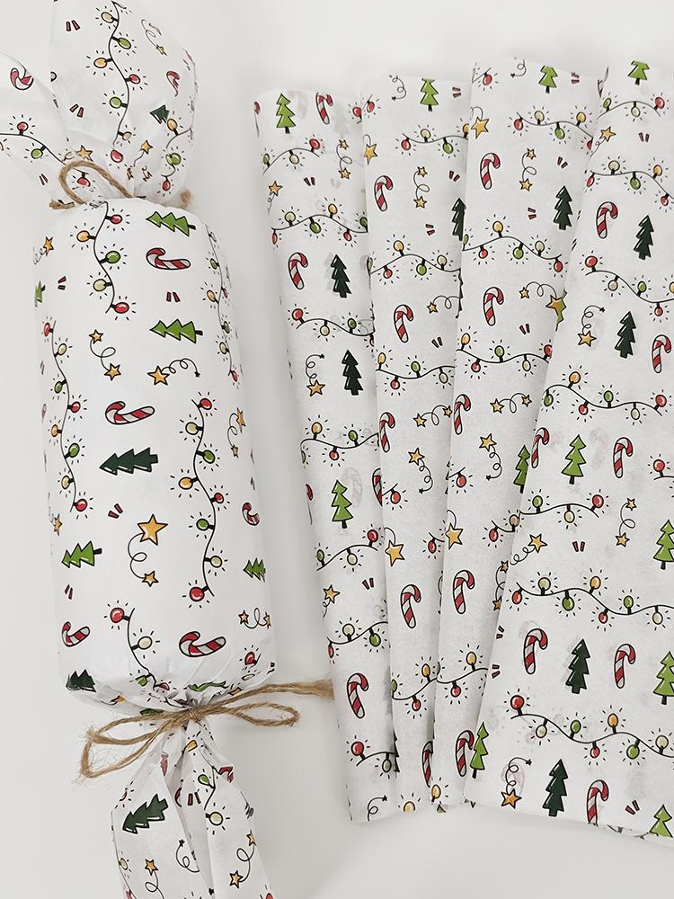 10/1000 листов Рождественский фонарь и узор из роз Тишью бумага Упаковка для подарков Полупрозрачная для рождественской вечеринки по случаю дня рождения Декор