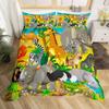 Cartoon Animals Duvet Cover Savannah Tropical Forest Jungle Wildlife for Boys Girls Kids Zoo Polyester Quilt Cover Bedroom Decor