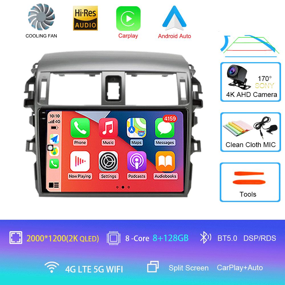 Android 14 Carplay 2din видеоплеер Автомагнитола для Toyota Corolla E140/150 2006 - 2013 4G GPS Мультимедийный плеер Стерео