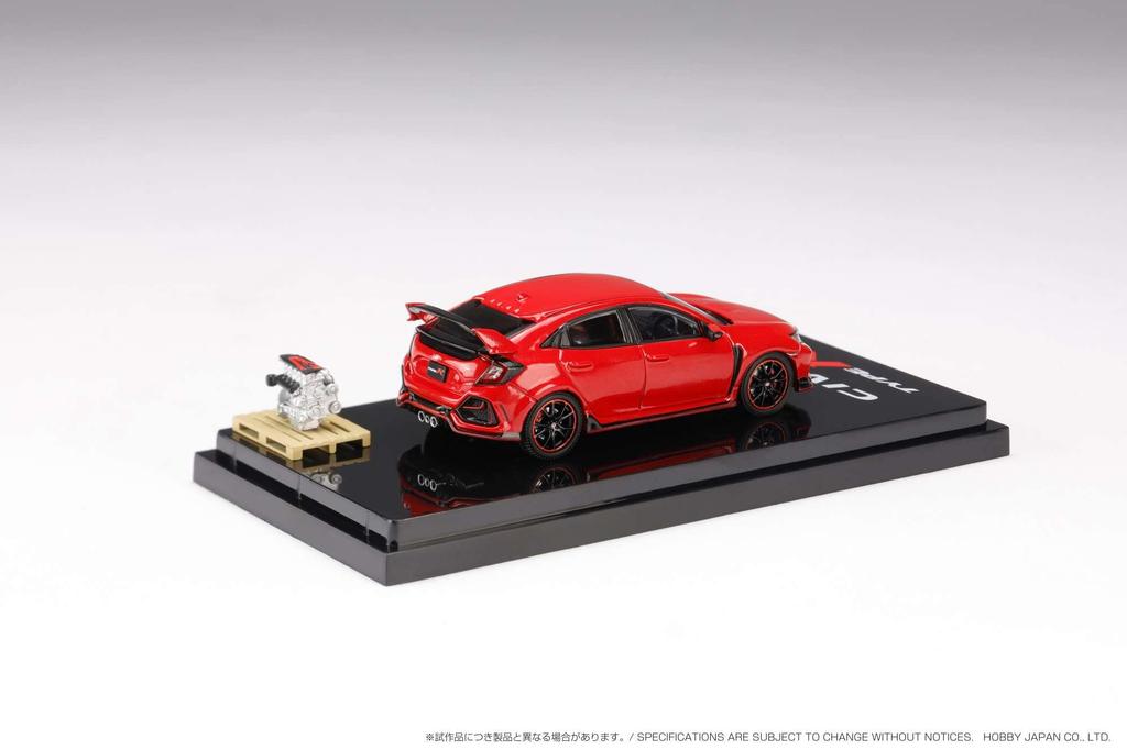 HobbyJAPAN Honda Civic TYPE R 2020 with Engine Display Model Frame Red 1/64 (FK8)