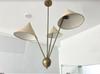Подвесной светильник с 3 тканевыми абажурами, стиль Mid Century Modern, сырая латунь, люстра-спутник