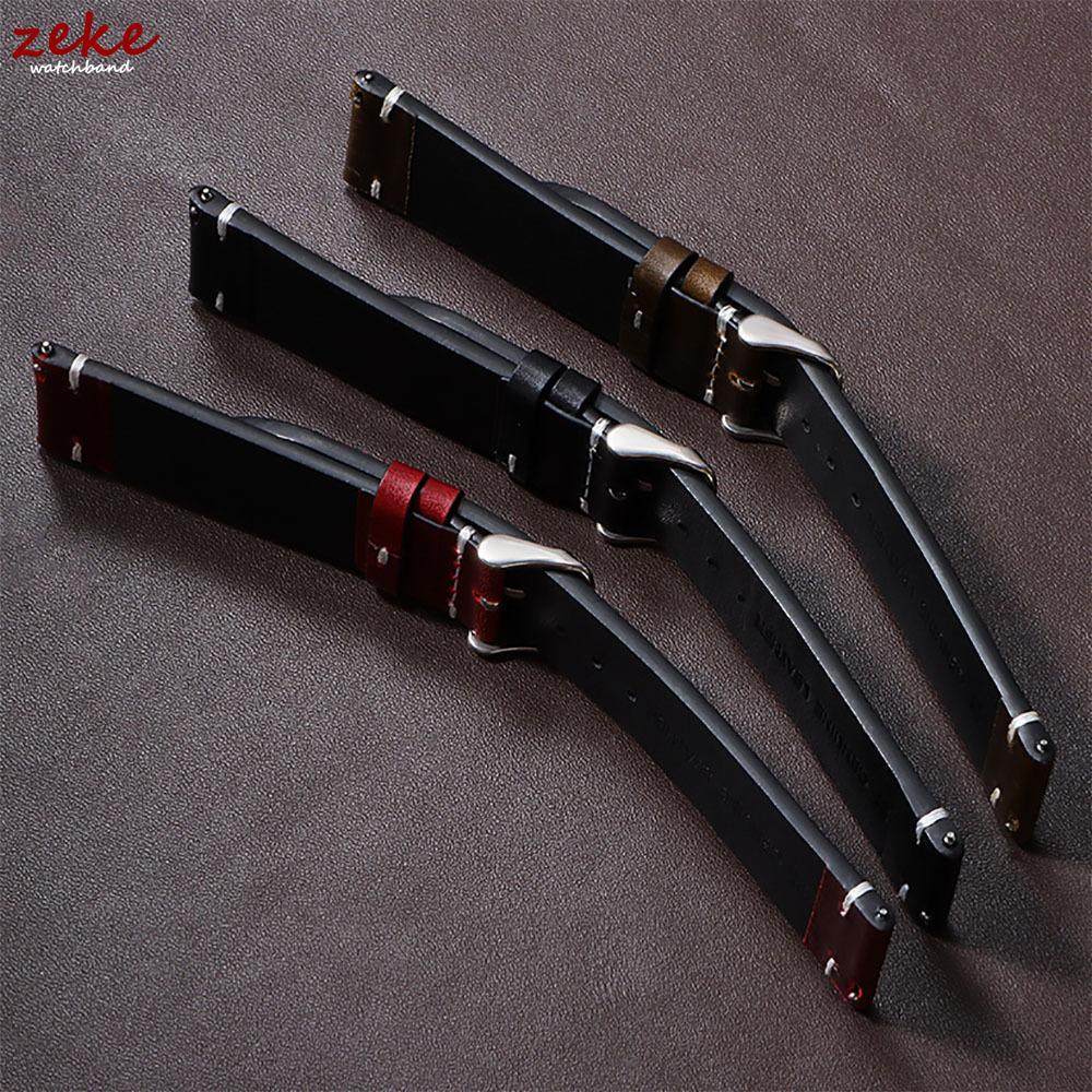 Vintage Oil Wax Leather Watchband 18mm 20mm 22mm 19mm 21mm 24mm Wristband Stitching Cowhide Strap for Omega for Seiko Watch Band