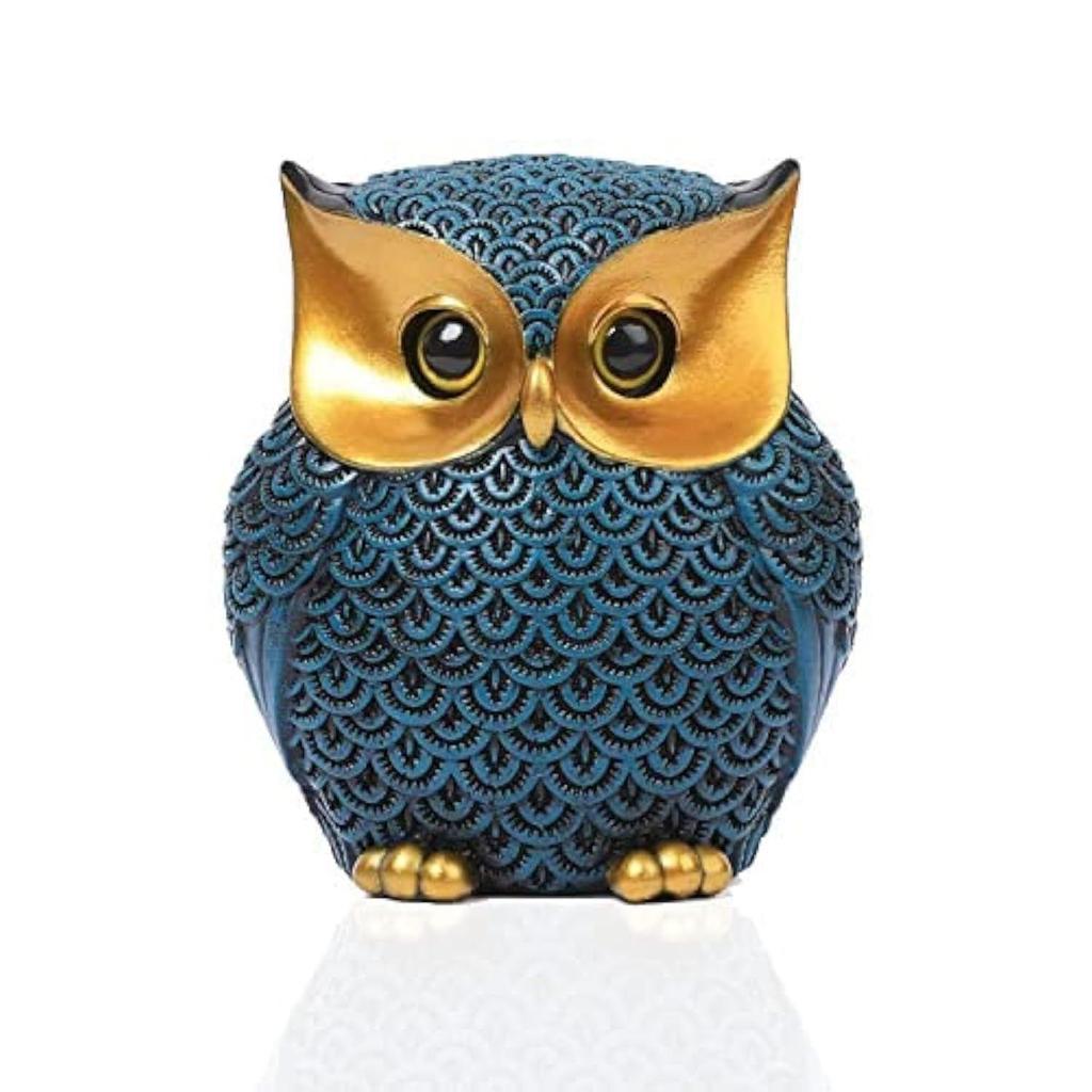 Современная стильная художественная фигурка Lucky Owl из смолы (синий), 1 кусок
