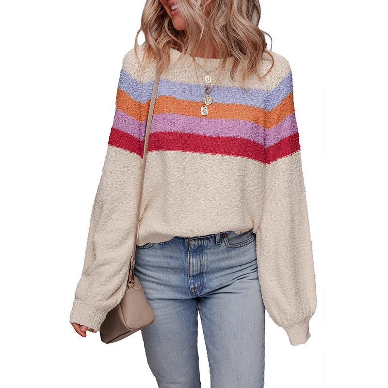 2025 Autumn Women's Dopamine Print Round Neck Pullover Sweater - European & American Style