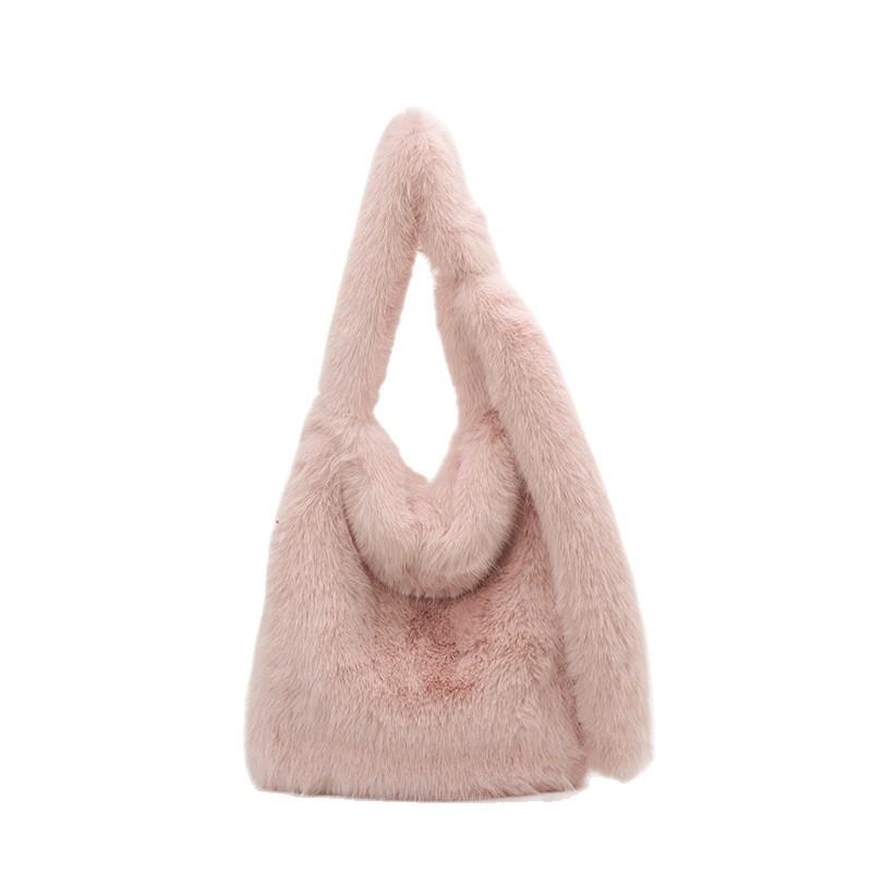 Plush bag women's large capacity 2025 new autumn and winter versatile Mao Mao shoulder armpit bag class commuter tote bag