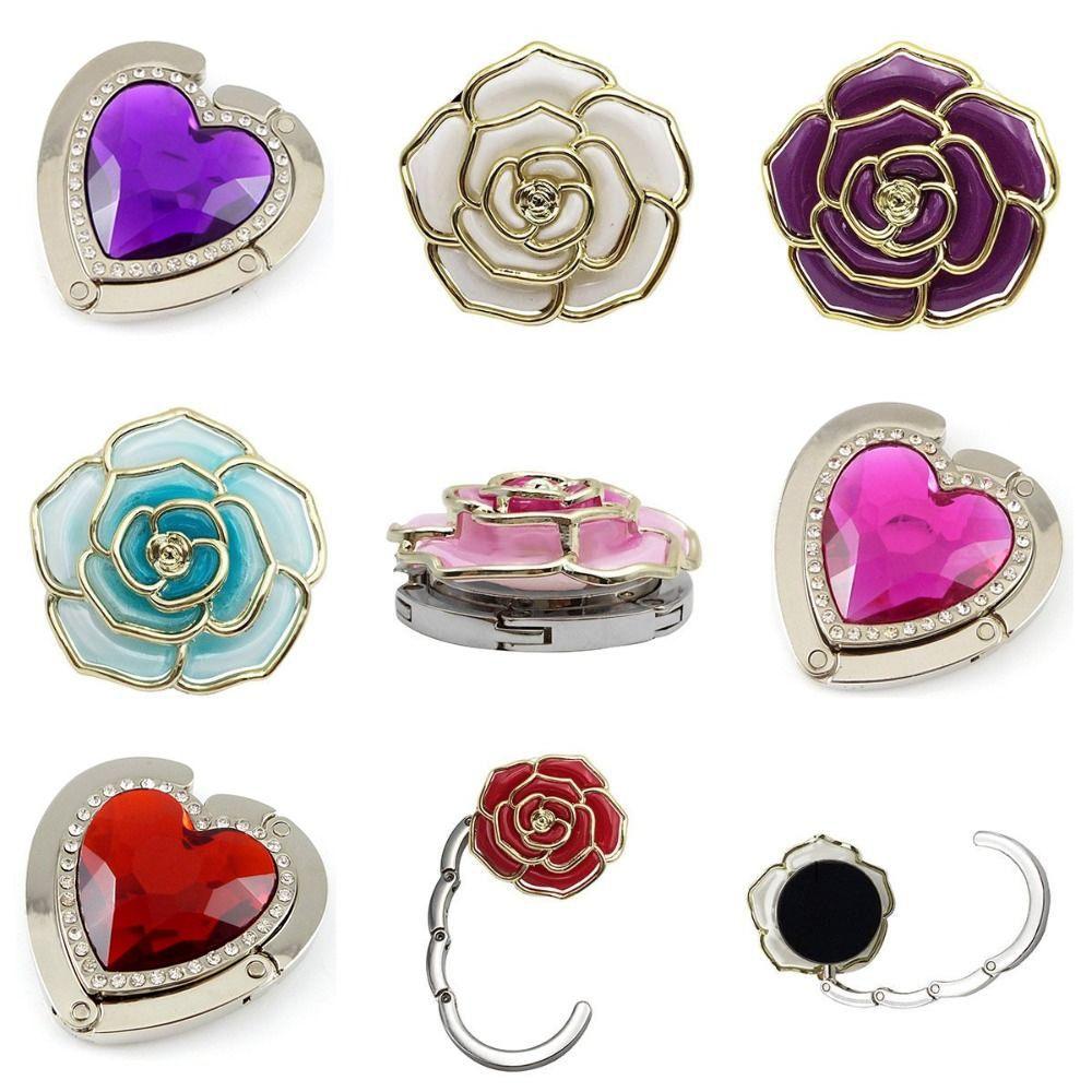 Heart Shape Table Edge Folding Holder Purse Hanger Women Bag Organizer Handbag Hook
