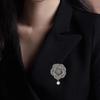 1Pcs Retro Black Camellia Pin Brooch Women French Vintage Small Fragrance Imitation Pearl Brooch Fashionable Jewelry Accessories
