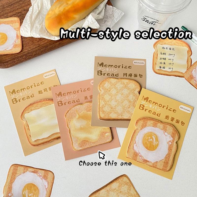 30Sheets Creative Toast Shape Convenience Sticker Message Paper Adhesive Self Sticky Sticky Notepad School Supplies