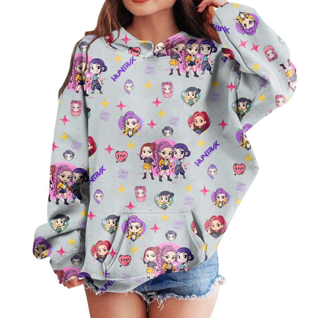Sweatshirts For Teen Girls Hoodies Long Sleeve Drawstring Pullover Cute Printed Hoodie Top