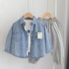 Fashion Boys Blue Denim Shirts Long Sleeved Turn Down Collar Loose Casual Shirt Spring Autumn Children Jean