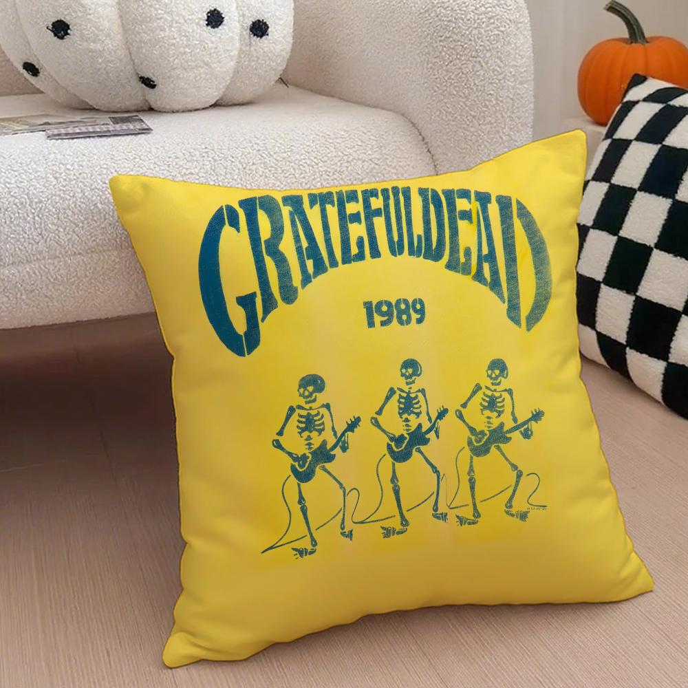 Band psychedelic GGrateful Dead Cushion Cover Throw Pillow Cover Hidden Button Durable Polyester Chair Cushion