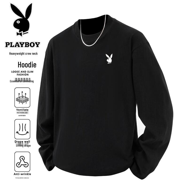 PLAYBOY Мужская футболка с круглым вырезом, свободного кроя, с длинным рукавом