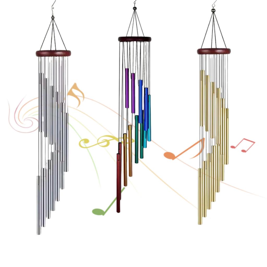 Metal Rotating Wind Chime High-level Sense Step-by-step High-rise Aluminum Pipe Tuning Wind Chime 12-tube Rotating Solid Wood Aluminum Pipe