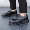 Derby Shoes Men's Low-top Martin Boots British Style Round Head Leather Big Head Shoes Black Shoes Platform Casual Leather Shoes