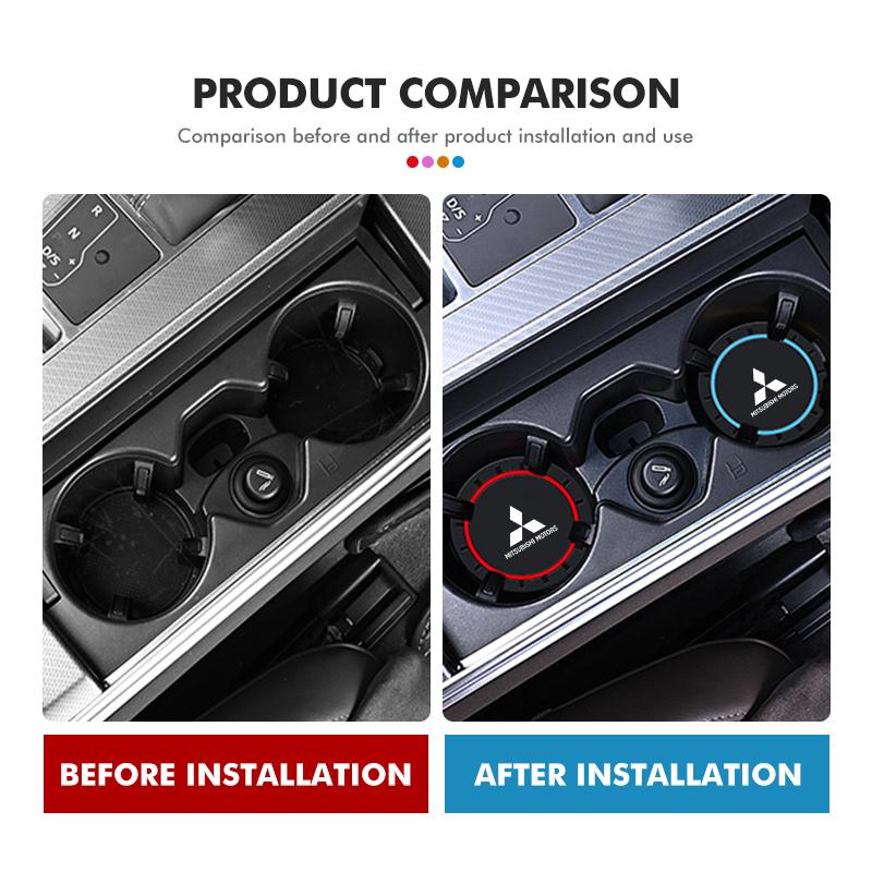 2pcs Silicone Car Water Cup Holder Coaster Anti Slip Pad Mat For Mitsubishi Outlander Pajero Sport Lancer EX ASX L200 Eclipse