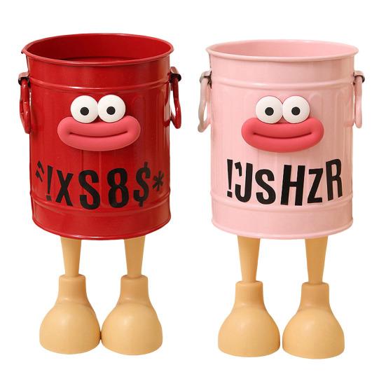 Cartoon Pen Holder Desktop Pen Organizer for Office Desk Storage Cute Pencil Marker Holder Simple Retro Storage Bucket