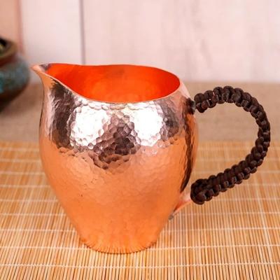Винтажная кофейная кружка, чашка из чистой меди, неправильной формы, ручка-плетенка, 280 мл, кружка для завтрака, ручная работа, стакан для чая, посуда для напитков, посуда