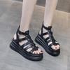 Roman High-top Sandals Women's Buckle Wedge Heel Thick Sole Fish Mouth Thick Heel Sandals Outer Wear Casual X Shoes Fashion Summer New