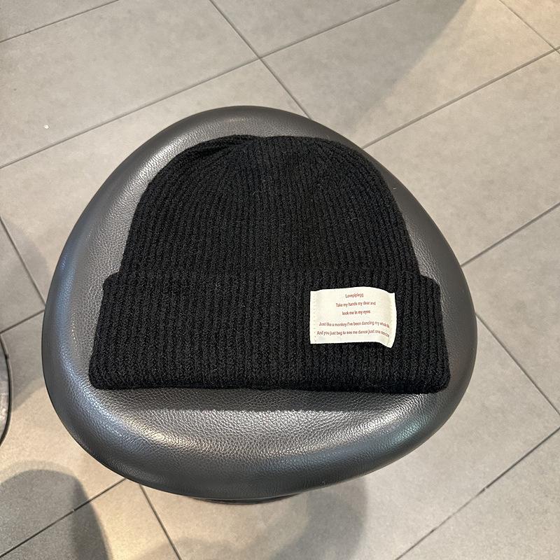 Вязаная шапка для женщин на осень и зиму в корейском стиле инс, модная, с надписью, из смесовой шерсти, толстая, теплая и непродуваемая шапка-пуловер