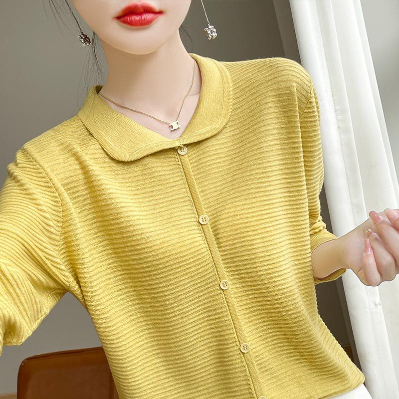 DAFIFY Women's Fashion Casual Fall Winter Solid Color Print Long Sleeve POLO Neck Sweaters