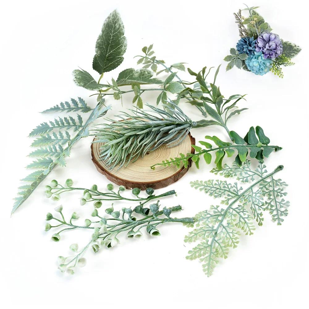 10pcs Artificial Flower Leaves Plant Bouquet Wedding Home Christmas Decoration DIY Wreath Accessories Scrapbooking Fake Flowers