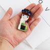 New Punk Cool Brown Hair Lady Acrylic Brooch For Women Letters Green Clothes Lapel Pins Brooches Badges Jewelry Party Dress Gift
