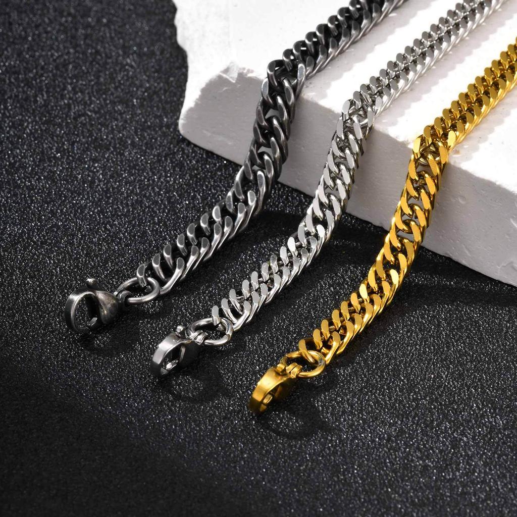 6 мм Miami Cuban Chain Браслет для Мужчин Мальчиков, Браслет на Запястье из Нержавеющей Стали со Звеньями Curb Dome, Стильный Базовый Панк Украшение Подарок
