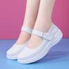 Fashion Leather Air Cushion Nurse Shoes Soft-Soled Women White Medical Shoes Breathable One-Step Flat Non-Slip Walking Sneaker