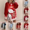 Ladies Casual Fashion Round Neck Christmas Print Long Sleeve Dress