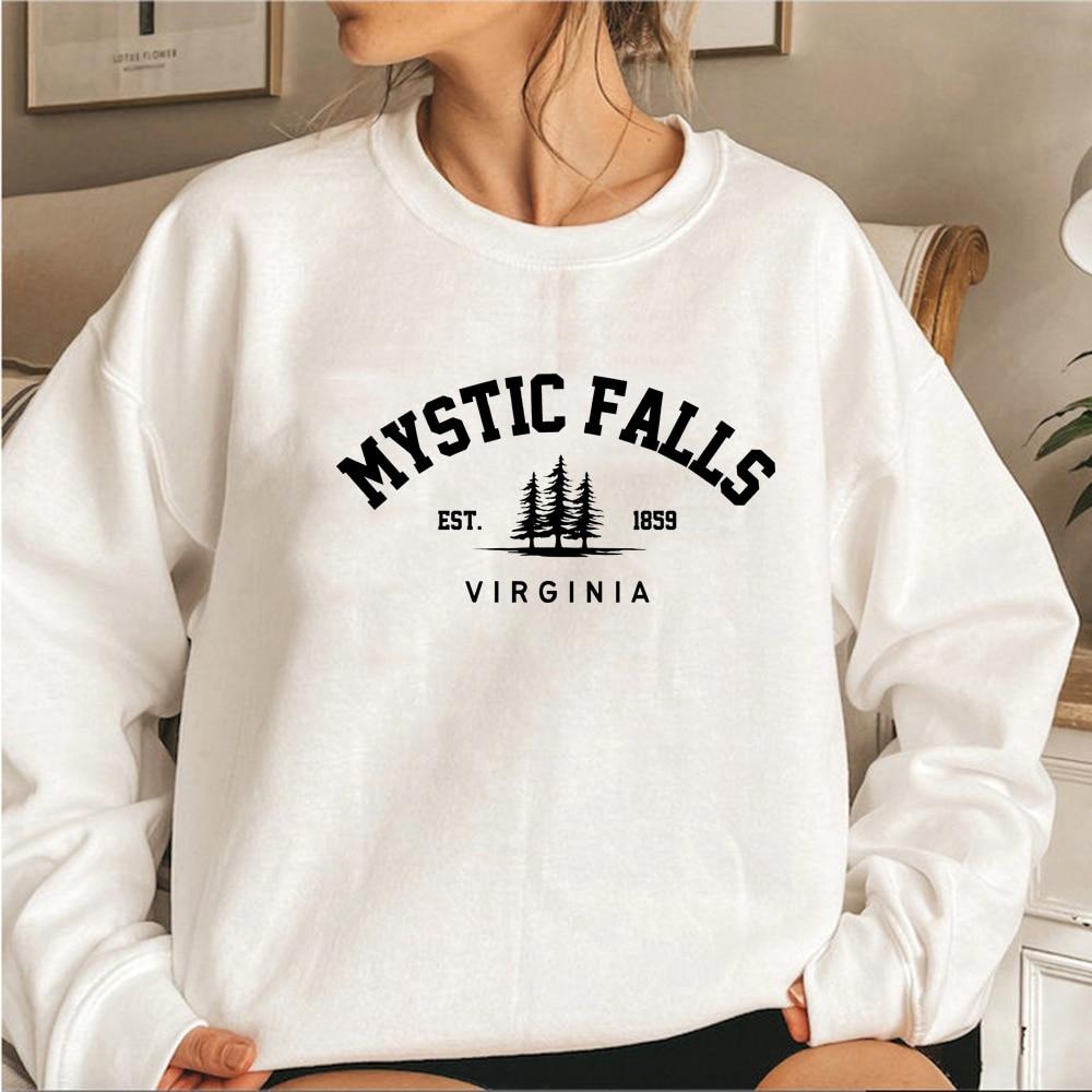 Толстовка Mystic Falls Virginia Salvatores, толстовка унисекс, пуловеры с круглым вырезом и длинными рукавами, толстовки, повседневный свитер для фанатов вампиров