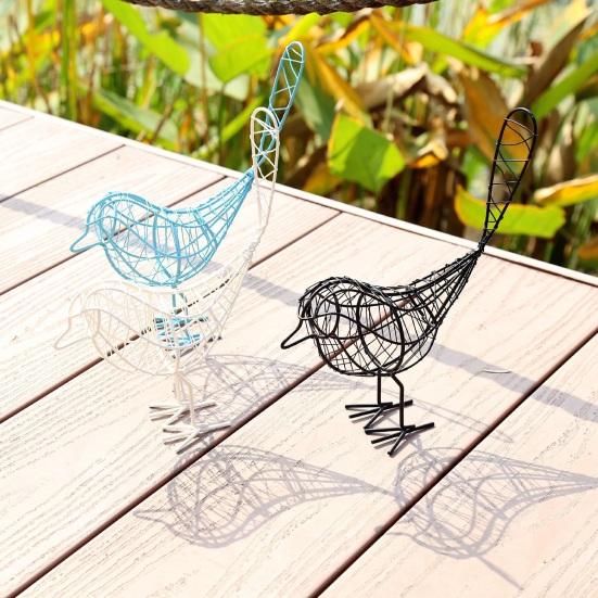 Artistic Hollow Metal Bird Iron Wire Figurine, Minimalist Sculpture, Stable Decorative Animal Figure Rustproof Tabletop Decor for Desk Bookshelf,