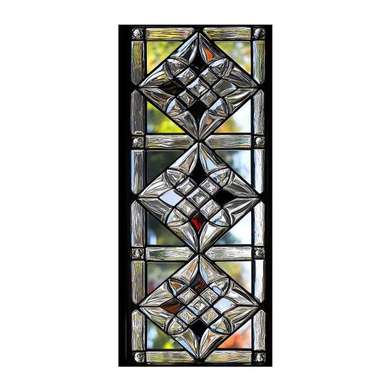 Geometric Window Film Rhombus Pattern Privacy Film Stained Glass Art Static Cling Sun Blocking Decal for Home Office Windows Glass Doors