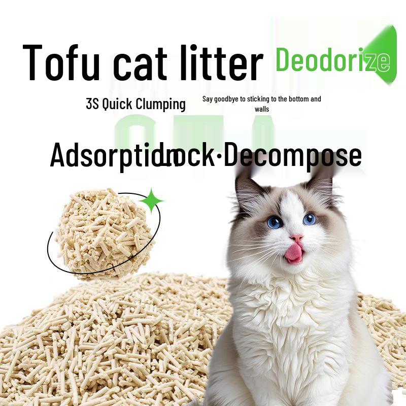 Green Tea Tofu Cat Litter 6L - Flushable, Dust-Free, Deodorizing Mixed Plant Formula