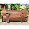 Motorcycle Brown Leather Front Fork Tool Bag Saddle Bag Storage Pouch Luggage Bg