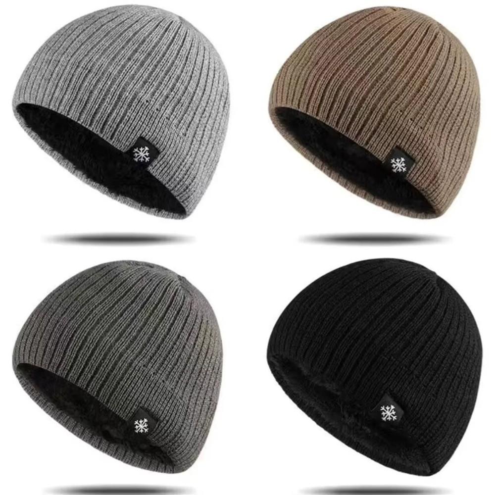 Fleece Lined Woolen Hat Velvet Ear Protection Hat Unisex Knitted Hat  Autumn Winter