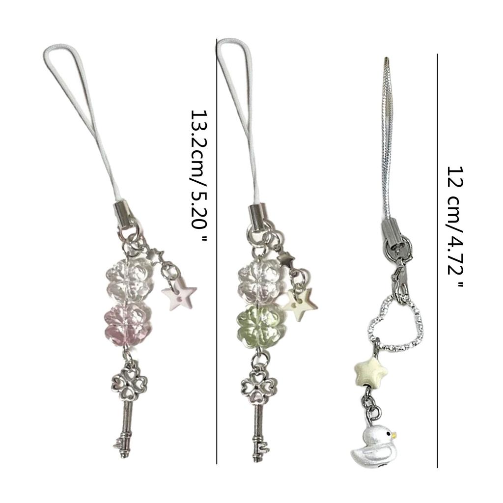 Fashionable Key Pendant Phone Charm Unique Heart Flower Keychain Vibrant Beaded Pendant for Cellphone Camera Handbag