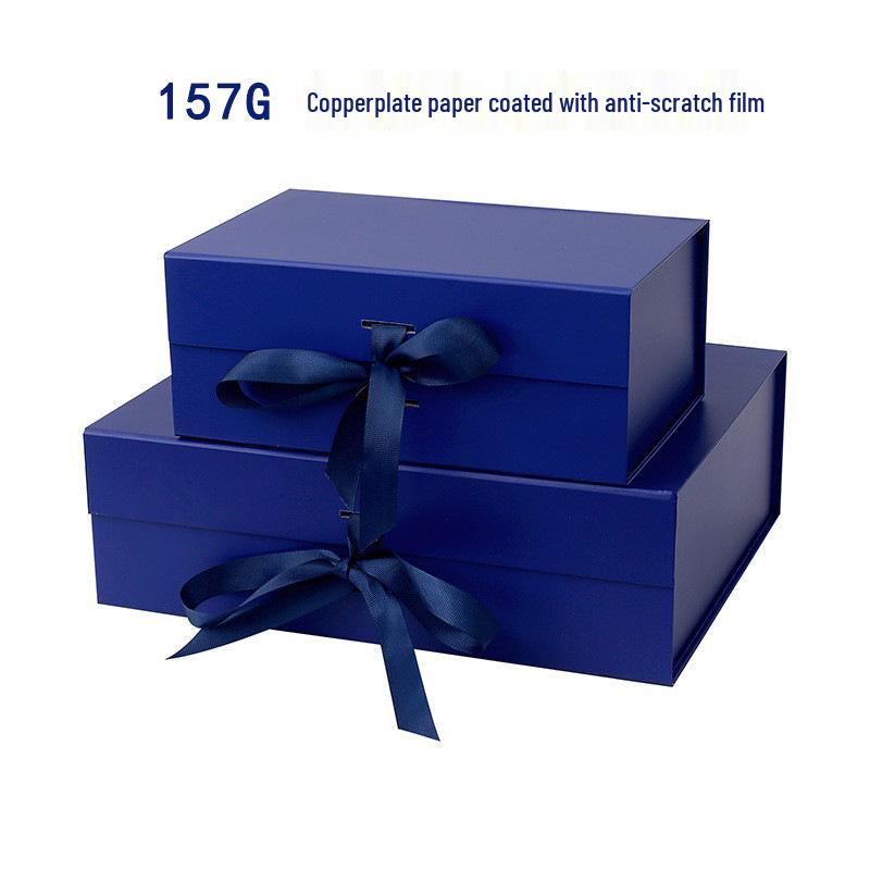 White Large Flip Lid Gift Box with Ribbon - Universal Folding Empty Box