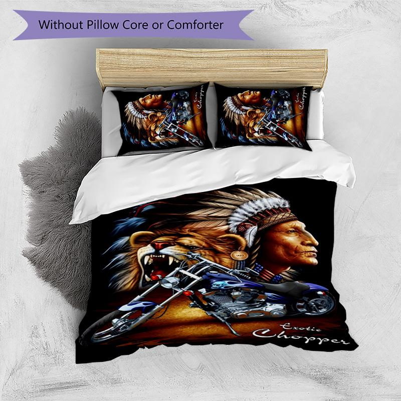 Indian Motorcycle 3pcs Bedding Set Duvet Cover Closure Includes 1 Duvet Cover & 2 Pillowcases for All Seasons Bedroom Home Dorm Decor