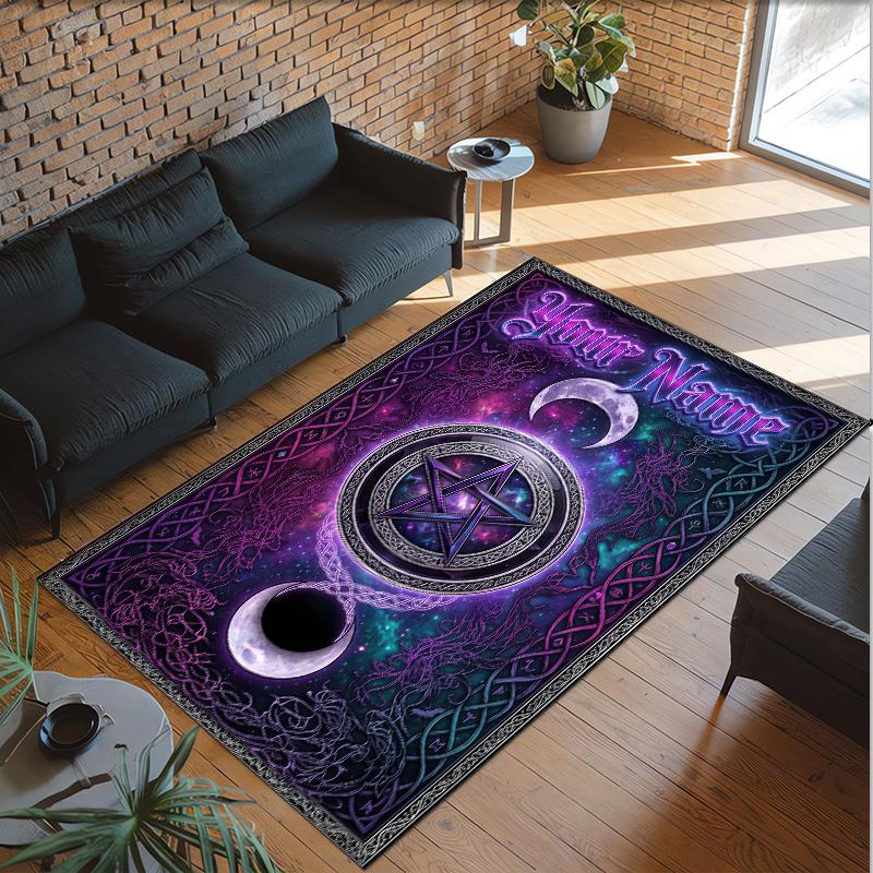 Witchcraft Theme Crystal Velvet Rug Personalized Custom Name Text Soft Floor Mat Home Decor