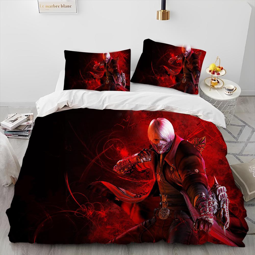 D-Devil May Cry DMC Игра Геймер Теплый Одеяло Постельное Белье Комплект, Мягкое Пододеяльник Постельное Белье Комплект Удобный Пододеяльник Наволочка, Размеры King Queen