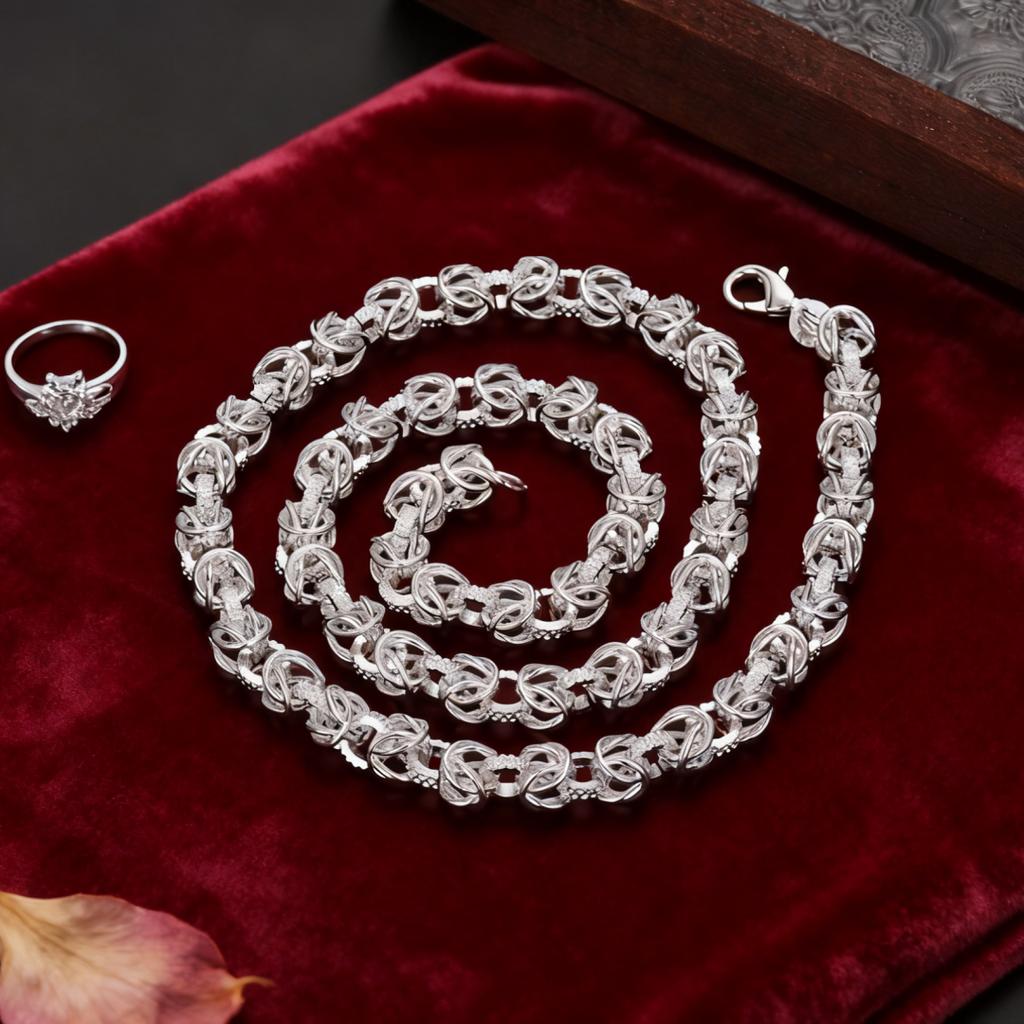 Оригинальный дизайнер   Медный уникальный 8-мм ожерелье из цепочек-колец для мужчин Модная доступная бижутерия свадьба помолвка