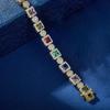 Luxury Copper Jewelry Women Bracelets 14K Gold Plated Square Multicolor Zircon Bracelet
