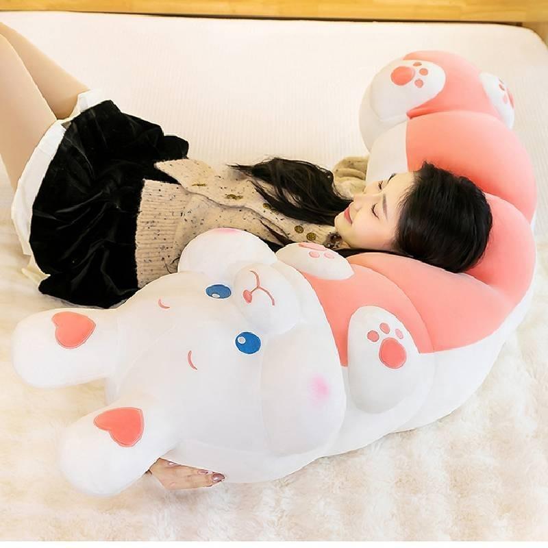 Authentic Caterpillar Pet Pillow Two Ha Meng Rabbit Doll Gift For Kids Girlfriend Birthday Fluffy Toy Doll 90cm