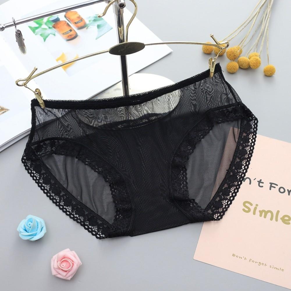 Low Waist Sheer Mesh Lace Thong Transparent One-piece Lace Flower Briefs Women Intimate Panty Lingerie Romantic T Panties Ladies