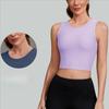 Women's Thin with Chest Pads Solid Colour Ribbed Shockproof Short Sports Fitness Yoga Tank Tops